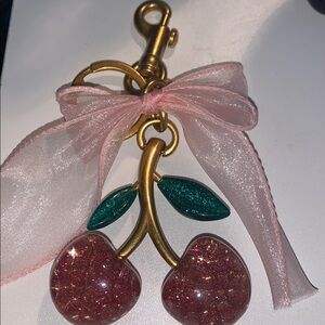 Cherry purse/bag Keychain with Pink Bow